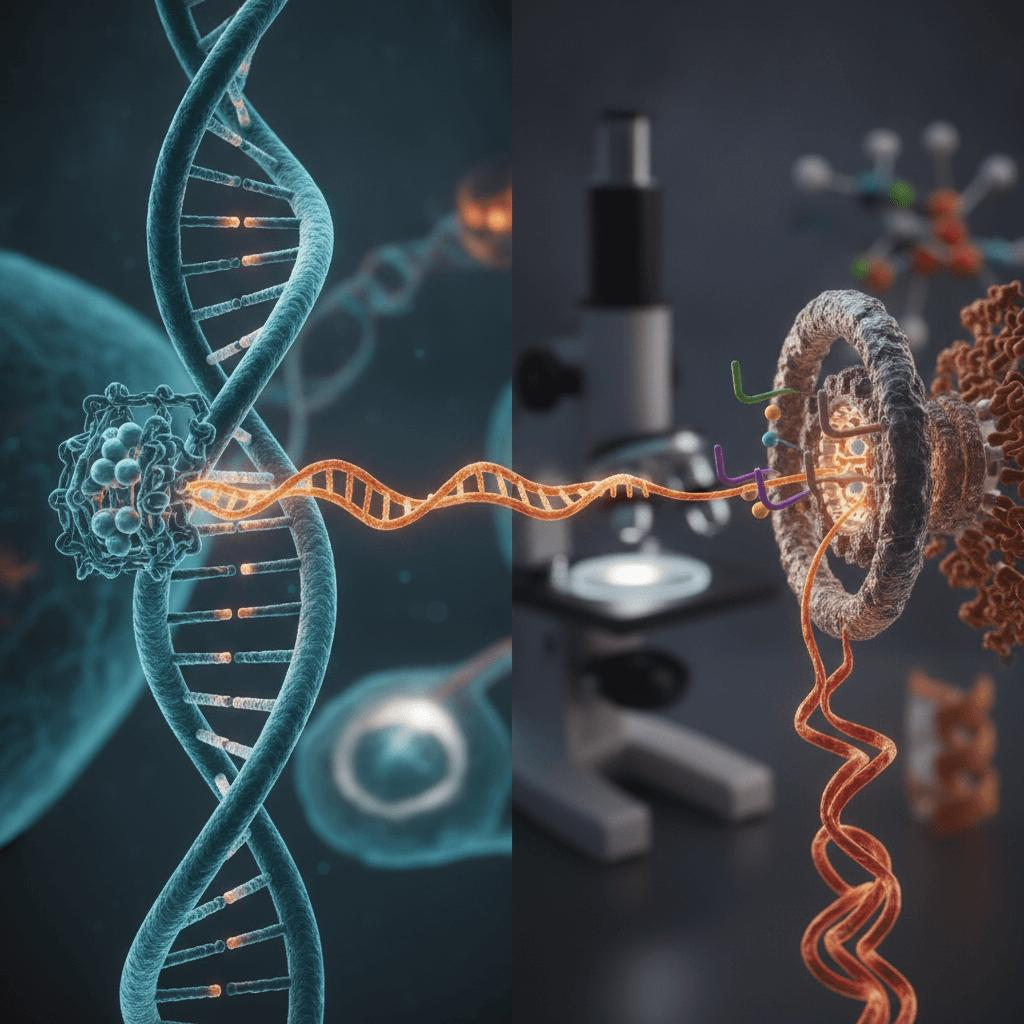 Ilustrasi DNA dan transkripsi RNA
