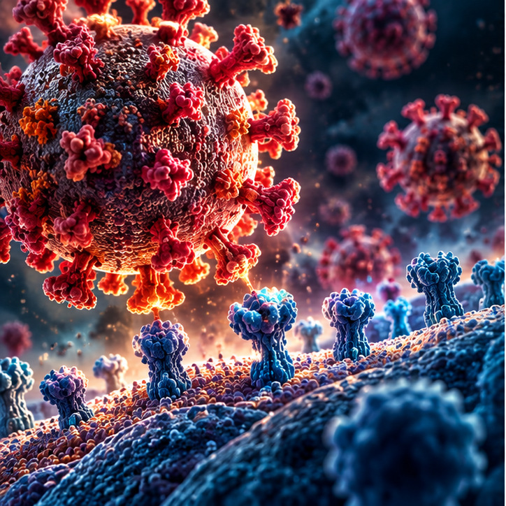 Pertemuan virus dengan permukaan sel
