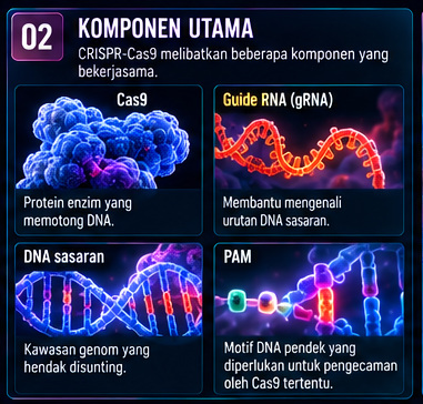 Komponen Utama: Cas9, Guide RNA dan PAM