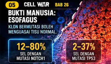 CELL WAR Bab 26 — Visual 05: BUKTI MANUSIA: SEL BERMUTASI BOLEH MENGUASAI TISU NORMAL