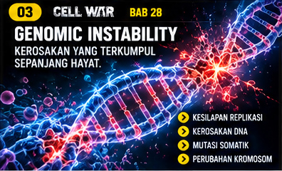 CELL WAR BAB 28 — Visual 03: GENOMIC INSTABILITY: KEROSAKAN YANG TERKUMPUL