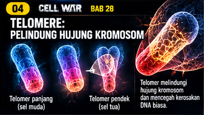 CELL WAR BAB 28 — Visual 04: TELOMERE: PELINDUNG HUJUNG KROMOSOM