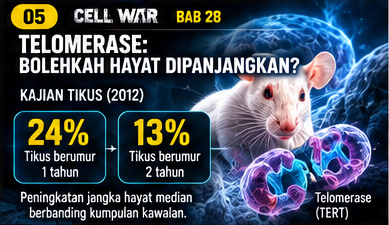 CELL WAR BAB 28 — Visual 05: TELOMERASE: BOLEHKAH HAYAT DIPANJANGKAN?