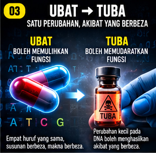 CELL WAR BAB 30 — visual 03: UBAT → TUBA: SATU PERUBAHAN, AKIBAT YANG BERBEZA